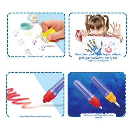 Magic Light Brush Drawing Set for Kids Mess Free LED Painting Station with Graffiti Seals and Coloring Pages  Montessori Toys