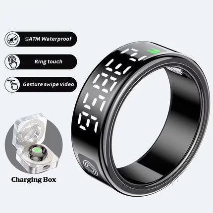 2026 Smart Ring with Display Screen and Touch, Wireless Charging, Health Manager, 5 ATM Waterproof For Men Women Rings R12 R11