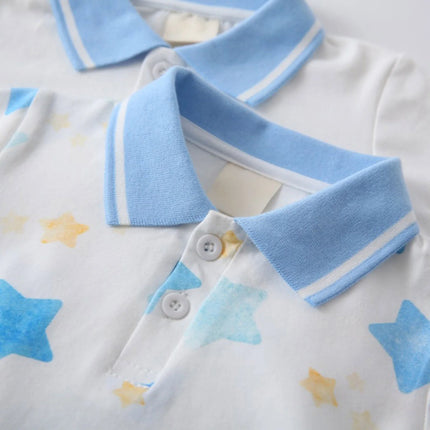 Fashion Kids Boys POLO Shirts Kids Short Sleeved T-shirt Star Print Tee Tops Toddler Polos Shirt 3 To 7Yrs Children Clothing