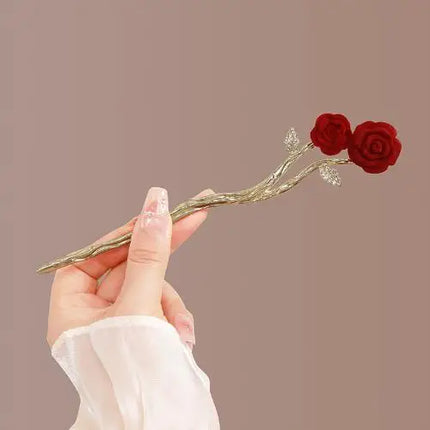 Rose Flower Hair Stick Tassel Hairpin Chinese Wedding Accessories Hairpin Hair Stick Female Hair Ornament Styling Tools