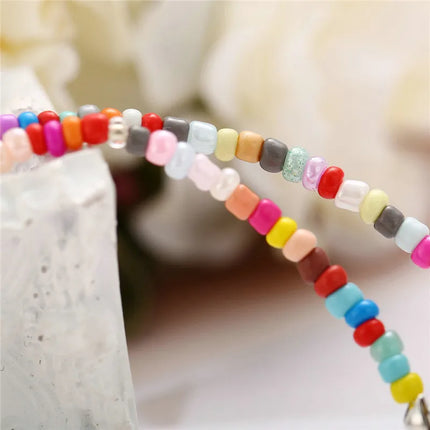 Modyle Bohemian Colorful Beads Shell Anklets for Women Summer Ocean Beach Ankle Bracelet Foot Leg Jewelry