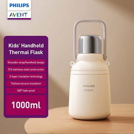 Philips handheld thermos bottle 1L thermos cup, children's handheld thermos pot,leak-proof,316 stainless steel construction