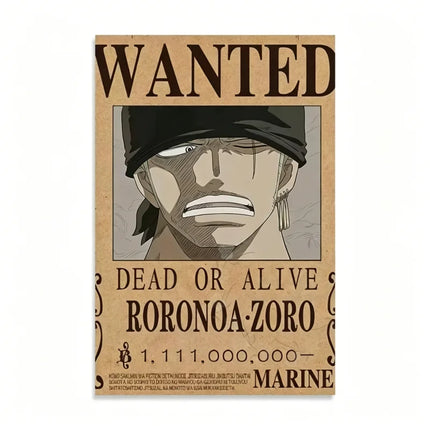 One Piece Wanted Poster Canvas Painting Print Picture Wall Art Bounty Anime Wall Bedroom Mural Luffy Zoro  Living Home Decor