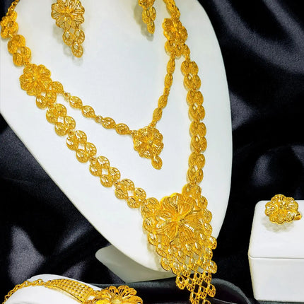 ANIID Brazilian 24K Gold Color Jewelry Sets Wedding Dubai Necklace Earrings For Women Nigerian Indian Bridal Set Party Gifts