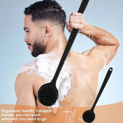 Silicone Bath Brush Long Handle Double-Sided Extended Bathing Scrubbing Massage Brush Back Scrubber for Men and Women