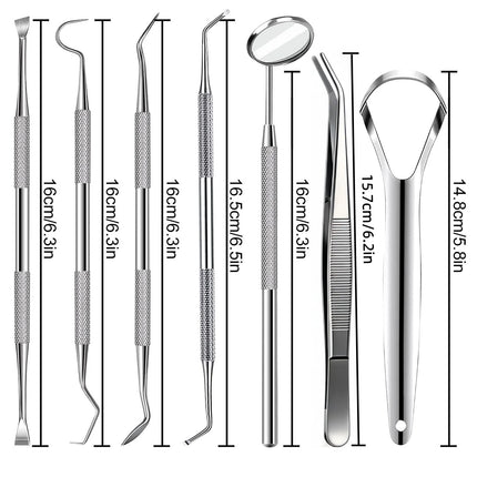 Dental Tools,Stainless Steel Teeth Cleaning Kit,Dental Pick Probe Tongue Scraper Tooth Scraper Plaque Tartar Cleaner Hygiene Kit