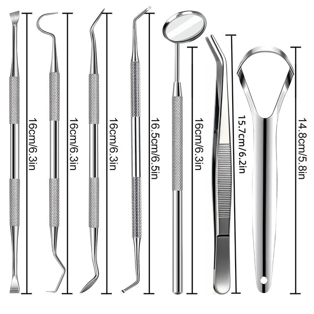 Dental Tools,Stainless Steel Teeth Cleaning Kit,Dental Pick Probe Tongue Scraper Tooth Scraper Plaque Tartar Cleaner Hygiene Kit