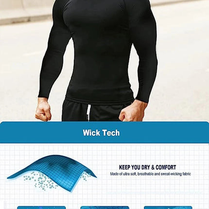 Spider Print Long Sleeve Compression Shirts for Men Gym Workout Rash Guard Undershirts Baselayers Athletic Quick Dry Tees Tops