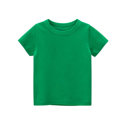 2 3 4 5 7 9 Years Summer Baby Boys Girls Short Sleeve T-shirt Cartoon Green Crocodile Children Kids Cotton Tops Pure Color