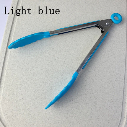 Anti Slip Cooking Serving Tongs Stainless Steel Food Clip Bread Salad Tong Heat-Resistant Barbecue Clips Kitchen Cooking Tool