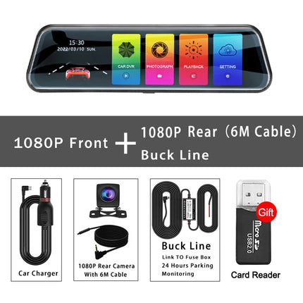 Auto Mirror Camera for Car Touch Screen Video Recorder Rearview 10" Mirror Dash Cam Front and Rear Camera Mirror DVR Black Box