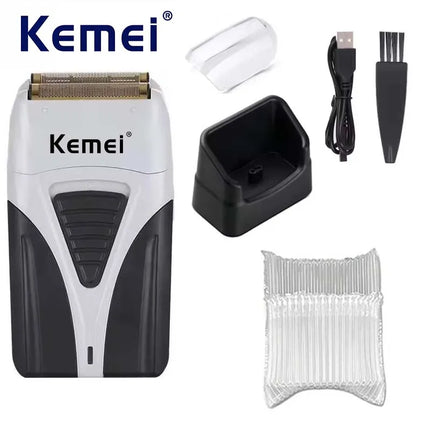 KM-3383 Compact Body Double Blade Safety Net Design U Disk Charging Long Life Home Shaver