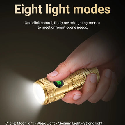 1200lm Mini Flashlight EDC Torch with 4* LEDs and Red Flash Aux LED Copper Metal Pen Flashlight with Magnetic Base Emergency