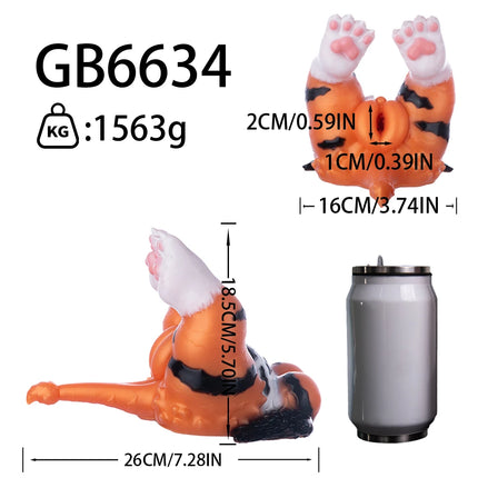 GEEBA Realistic Tiger-print Design Liquid Silicone Male Masturbator Cup Fantasy Animal Butt Pocket Pussy Men's Stroker Adult Toy
