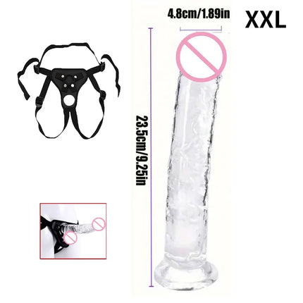 Realistic Wearable Strap On Clear Dildo Masturbator Strong Suction Cup G-spot Adult Sex Toy Suitable for Female and Male Couples
