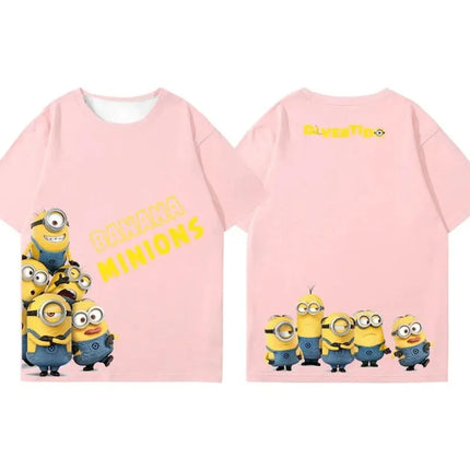 Boys and Girls' Short-Sleeved Double-Sided Printed Cute Little Yellow Printed Children's T-shirt Suitable for Summer