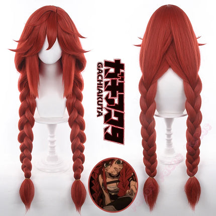 Anime Gachiakuta Riyo Reaper Cosplay Wig Red Braid Hair Akuta Cleaners Heat Resistant Fiber Hair + Wig Cap Halloween Girls Women