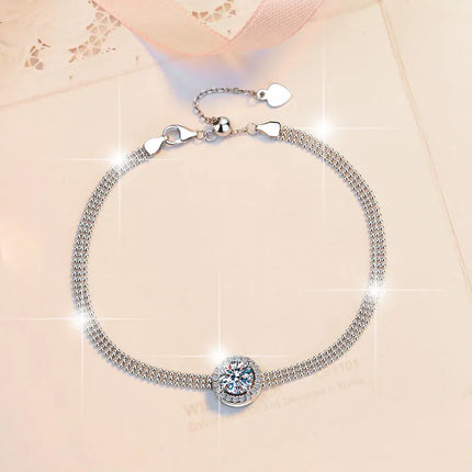2 Carat Moissanite PT950 Platinum Women's Sliding Bracelet Adjustable Design Sparkling Daily Gift Jewelry
