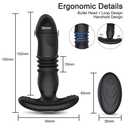 Thrusting Anal Vibrator Men Bluetooth APP Vibrator Remote Control Telescopic Prostate Massager Male Prostate Stimulator - VIBRATEUR