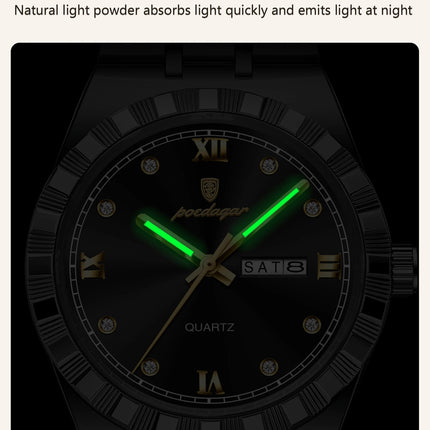 POEDAGAR Business Men's Watches Waterproof Luminous Week Date Fashion Men's Wristwatch Stainless Steel Quartz Watch For Men Reloj