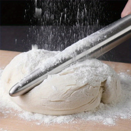 1Pc Stainless Steel Rolling Pin Kitchen Utensils Dough Roller Bake Pizza Noodles Cookie Dumplings Making Non-stick Baking Tool