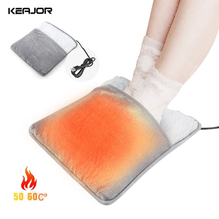 Foot Warmer Electric Foot Heating Pad USB Soft Plush Washable Foot Heater Portable Winter Foots Warming Mat for Home Bedroom