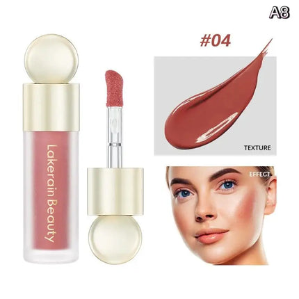 1Pc Lakerain Velvet Liquid Blush - Highly Pigmented Long-Lasting Hydrating Gloss Lip Cheek Makeup in 9 Colors