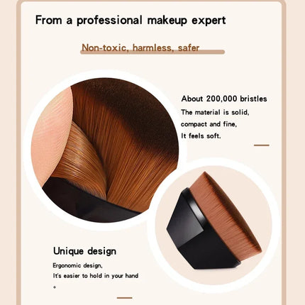 Streak-Free Foundation Brush - High-Density Vegan Fiber for Liquid & BB Cream, Magic  Application, Travel-Friendly Beauty Tool