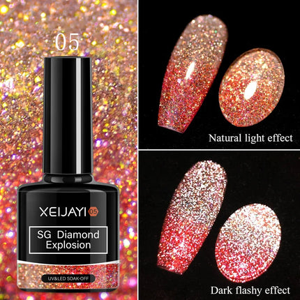 10ml Flamingo Red Magnetic Cat eye Gel Gemstone Glitter Cat Eye Gel Polish Semi-permanent UV LED Cateye Nail Varnish Manicure#GY