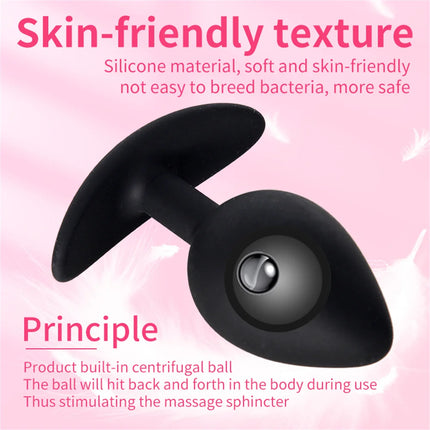 Butt Plug with Metal Ball Rolling Massage Silicone Vagina Anus Dilator Anal Bead Adult Product Sex Toys for Men Women Anal Plug