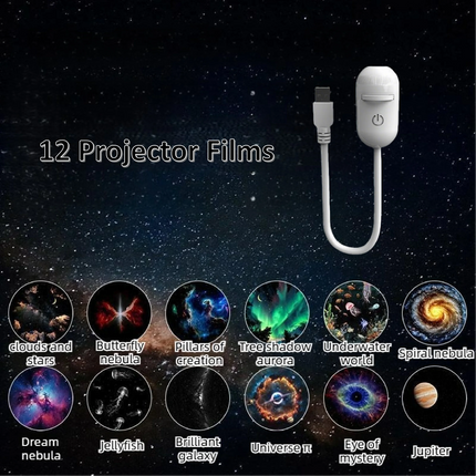 2-in-1 Mini Galaxy Star Projector Night Light – Starry Sky Ambient Lamp for Bedroom Sleep & Decoration
