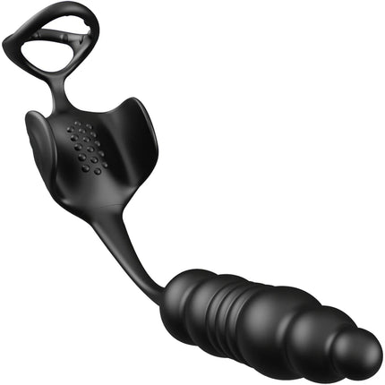 Thrusting Prostate Massager Anal Sex Toy with Cock Ring Taint Testicle Stimulator Remote Control Butt Plug Penis Ring Vibrator