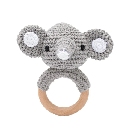 1PC Crochet Animal Rabbit Rattle Toy Soother Bracelet Wooden Teether Ring Baby Product Mobile Pram Crib Wooden Toys Newborn Gift