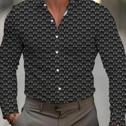 New European and American Style Men's Trend Long-Sleeve Shirts Allover Pattern Print Comfortable Casual Business Male Clothes