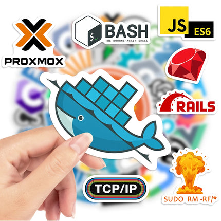 Fun Developers Stickers Programming Logo Github Go JAVA JS PHP OpenAi DIY Toy Gift Decal for Laptop Phone Luggage Waterproof