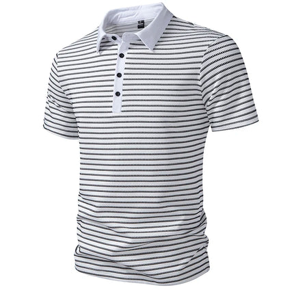 Striped Print Men's Polo Shirt: A Simple, Stylish, and Breathable Casual Top for Everyday Wear