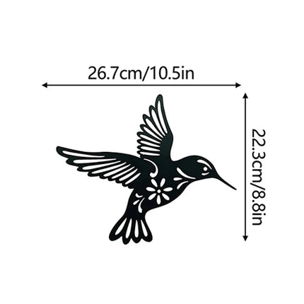 3Pcs/Set Black Metal Hummingbird Wall Decor Hollow Out Iron Art Bird Sculpture Ornament Waterproof Hanging Figurines