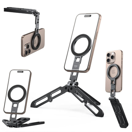 VRIG MG-21 Magnetic Phone Holder Magsafe Tripod with Arca-Swiss Cold Shoe for Phone Vlog Foldable Desktop Phone Mount for Travel