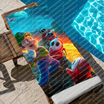 S-Super Towel Large Quick-Drying M-Mario-o Microfiber soft Beach Towel for Travel Fitness Sauna Bathing Camping Kids Gift