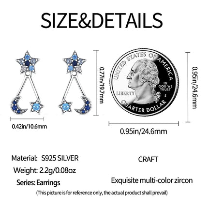 Real 925 Sterling Silver Star Earrings For Women Sparkling Zircon Ear Studs Luxury Fine Engagement Wedding Jewelry Gift For Girl
