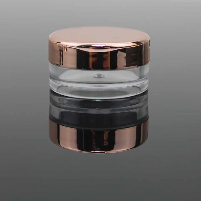 50pcs 3g 3ml Makeup Jar Cosmetic Empty Container with Rose Gold Lid Plastic Small Bottle for Eyeshadow Cream Lip Balm Container