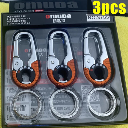 3pcs Keychain Men Stainless Steel Buckle Outdoor Carabiner Climbing Tool Double Ring Car Fishing Hook Key Ring Accessories
