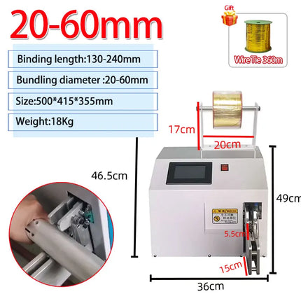 Semi Automatic Food Processing Cable Tie Machine for Candy Toast Bag Durable Cable Tie Equipmen Adjustable Tension for USB Wires