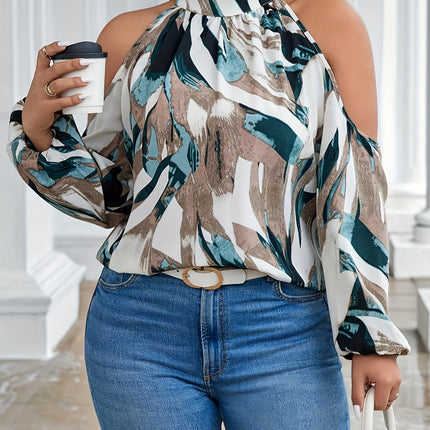 Plus Size Spring Autumn Women Elegant Halter Shirt Casual Fashion Office Lady Off the Shoulder Long Sleeve Tops