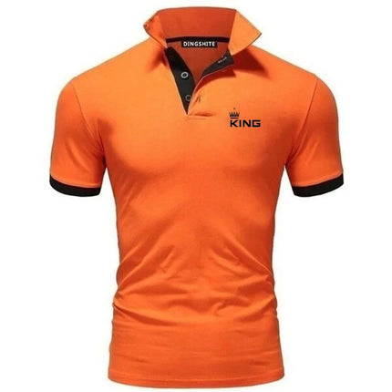 Summer new fashionable men's contrasting polo shirt, breathable short-sleeved casual men's lapel top