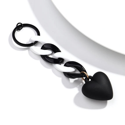 Handmade Heart Keychain Acrylic Plastic Link Chain Key Ring For Women Handbag Pendant Accessorie Car Keys Jewelry Gifts