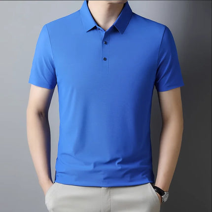 Summer New Men's Short Sleeve Ice Silk POLO Shirt Fashion Simple Men's Business Casual Pullover Large Size 5XL
