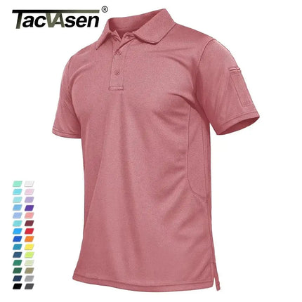 TACVASEN Summer Colorful Fashion Polo Tee Shirts Men's Short Sleeve T-shirt Quick Dry Team Work Green T-Shirt Tee Tops Clothing