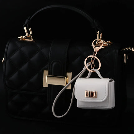 Mini Leather Openable Small Bag Keychain Pu Leather Hand Strap Coin Purse Accessories Pendant Mobile Phone Bag Jewelry Gift