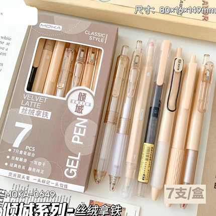 7 pieces/box Minimalist Transparent 0.5mm Gel Pen Fashion Office Signature Pen Creative Multifunctional